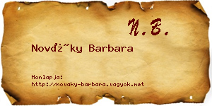 Nováky Barbara névjegykártya